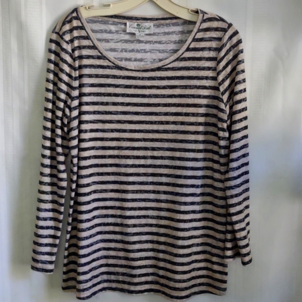 Pull over long sleeve striped women's top